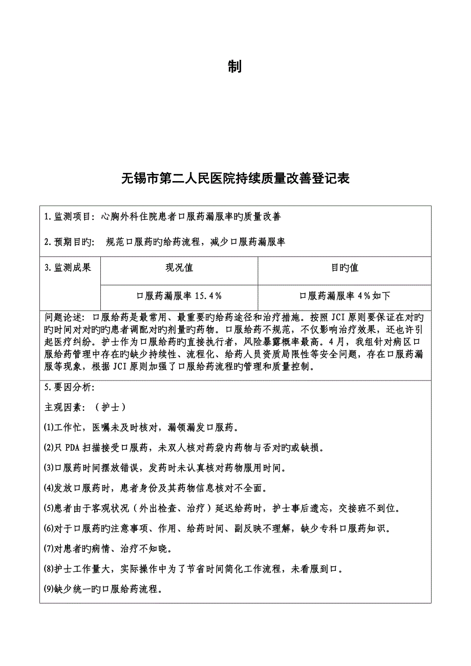 基础规范化口服给药降低漏服率的护理持续质量改进报告本_第2页