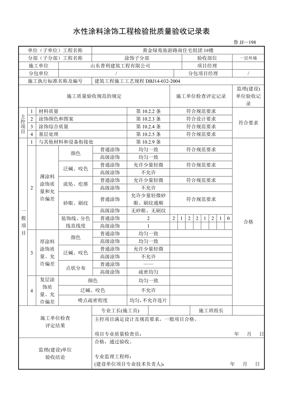 鲁JJ-198水性涂料涂饰工程检验批质量验收表.doc_第2页