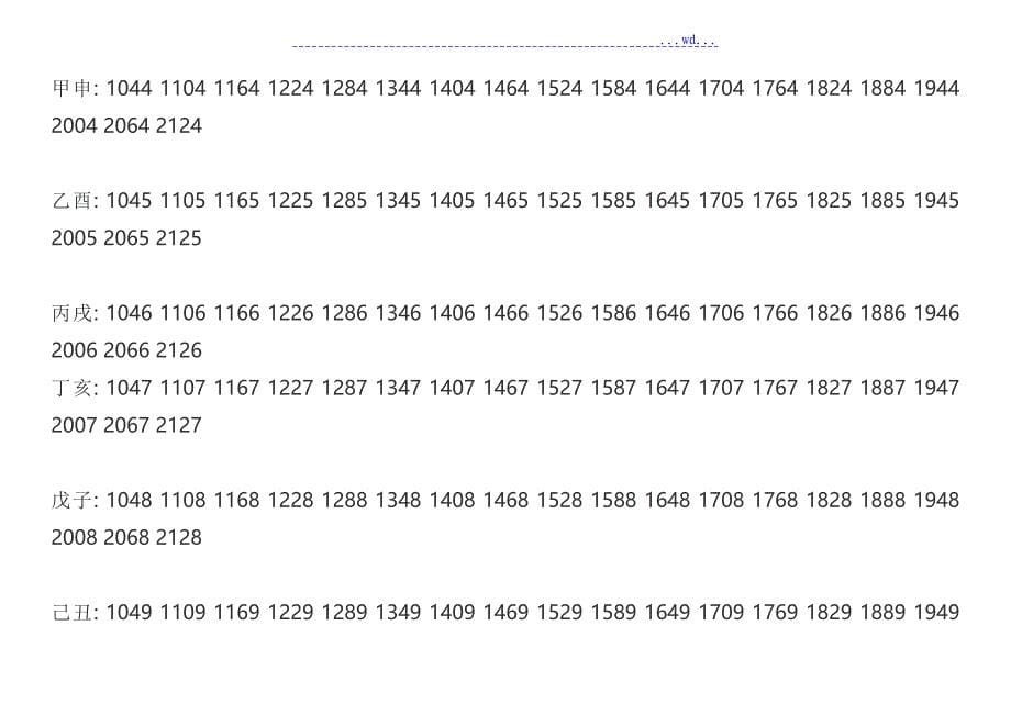 天干地支和年份对照表_第5页
