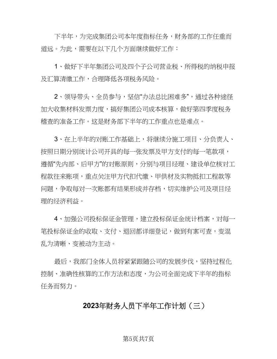 2023年财务人员下半年工作计划（三篇）.doc_第5页