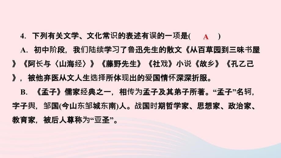 最新九年级语文下册期末专题复习五文学文化常识作业课件新人教版新人教版初中九年级下册语文课件_第5页