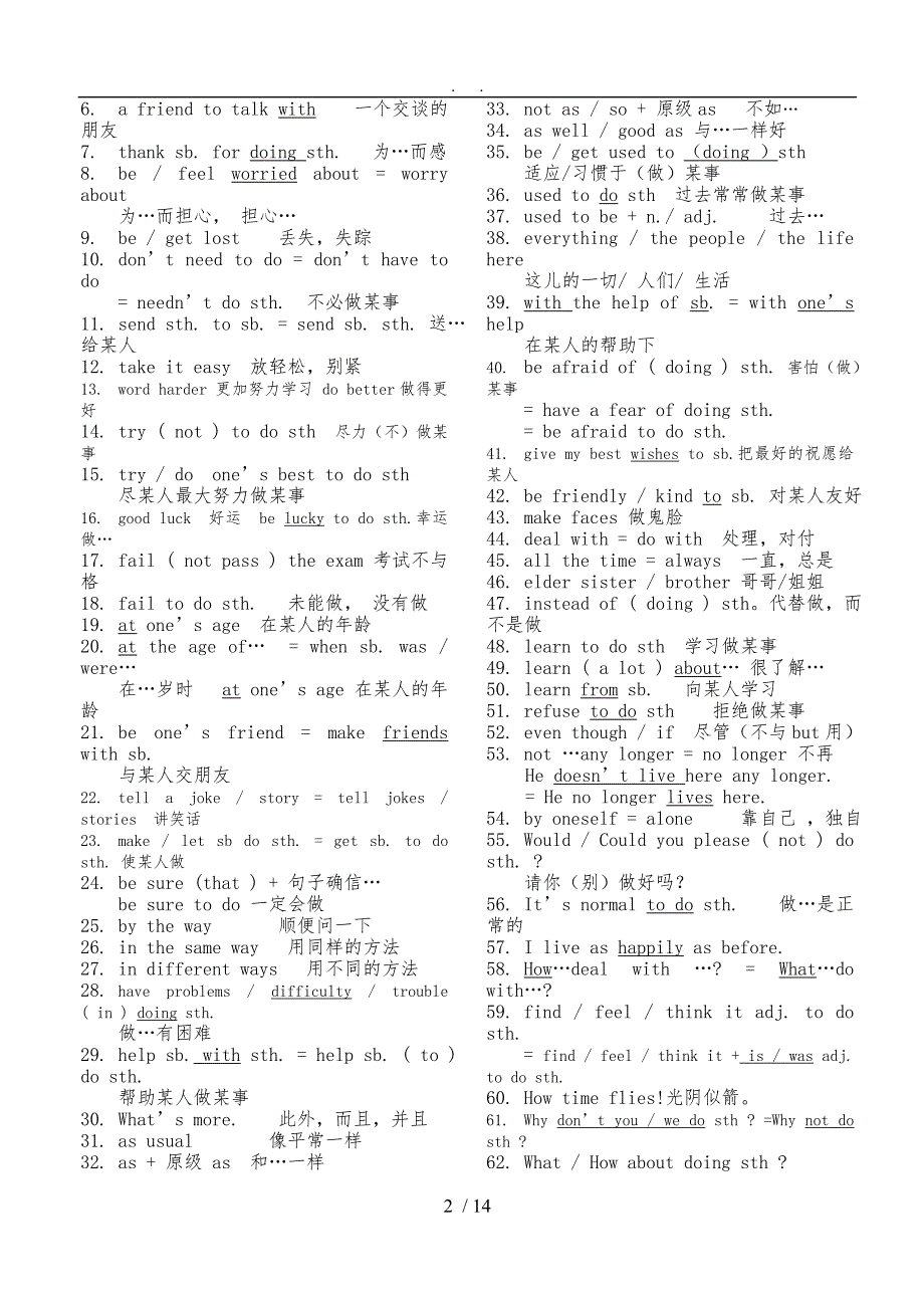 仁爱英语八年级下各单元短语归纳_第2页