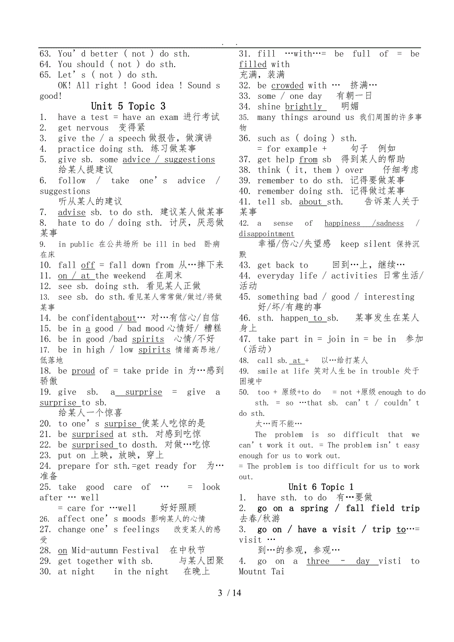 仁爱英语八年级下各单元短语归纳_第3页