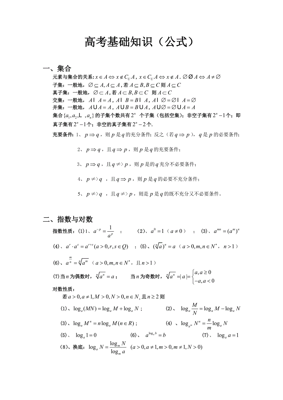 高中高考数学公式大全_第1页