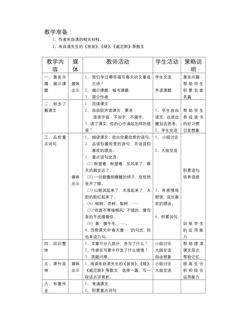 新版沪教版六年级语文下册教案_第4页