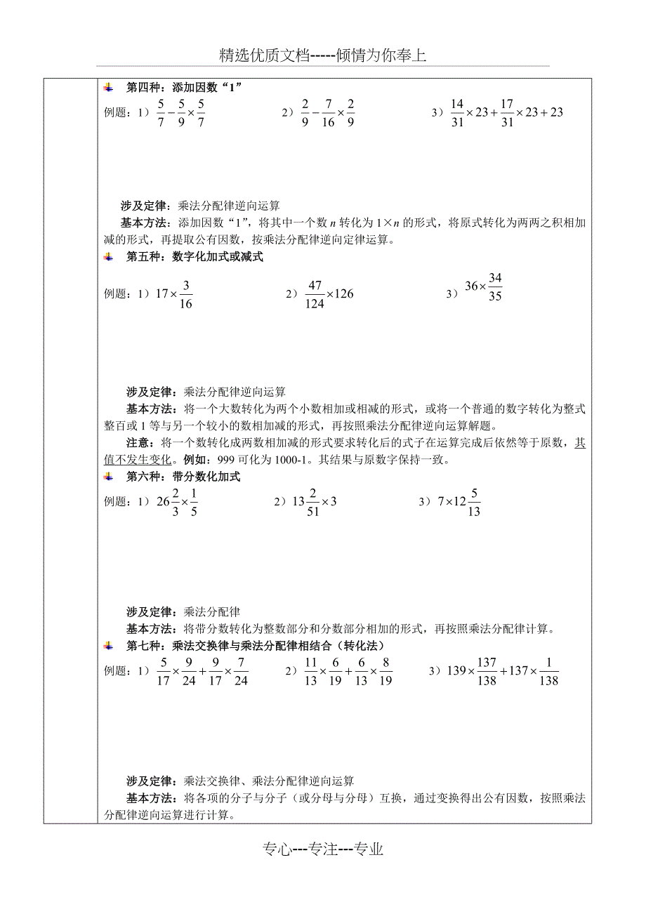 2014新人教版六年级上册分数简便运算常见题型汇总_第2页