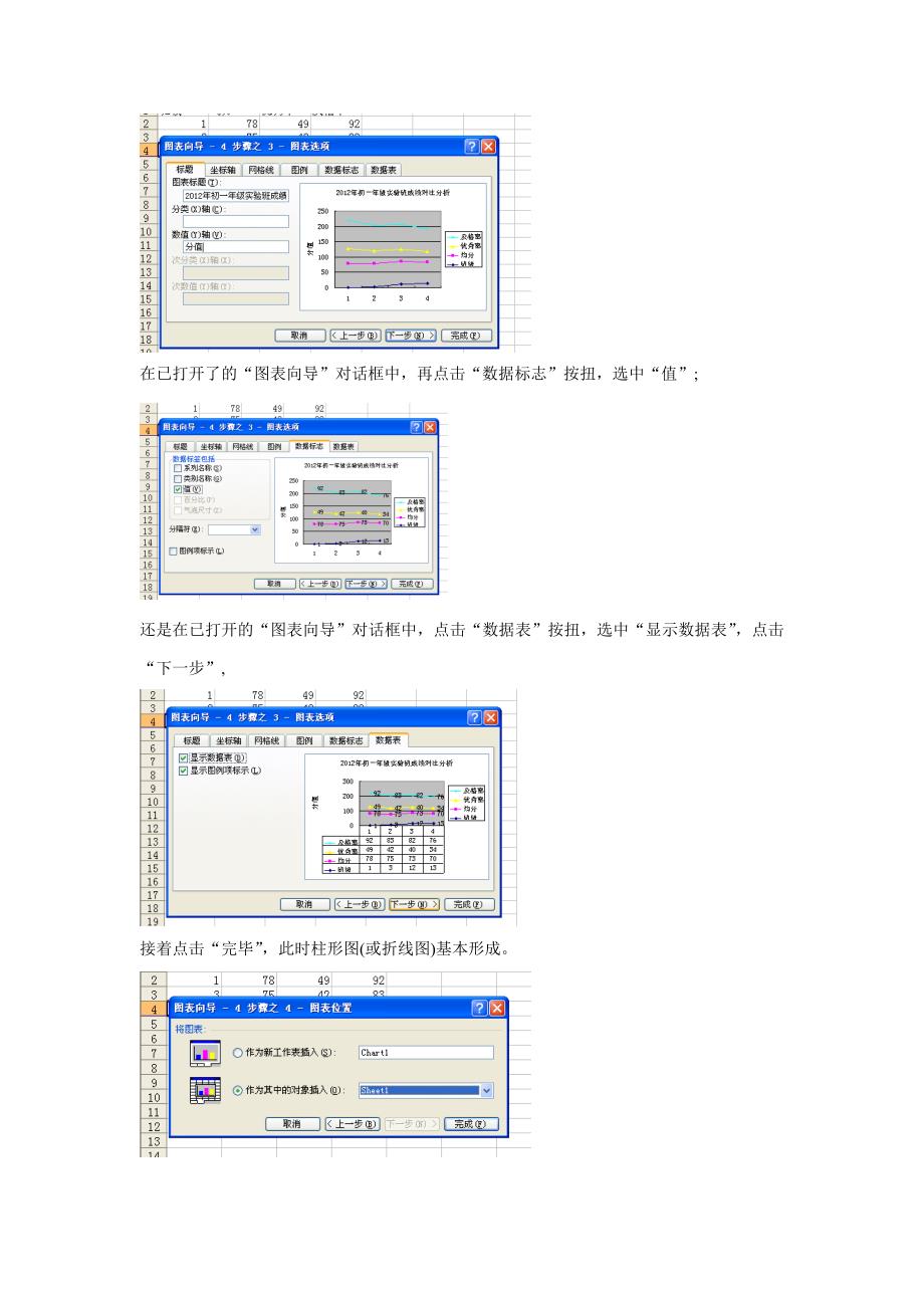 如何绘制柱形图和折线图及计算优秀率和及格率_第3页