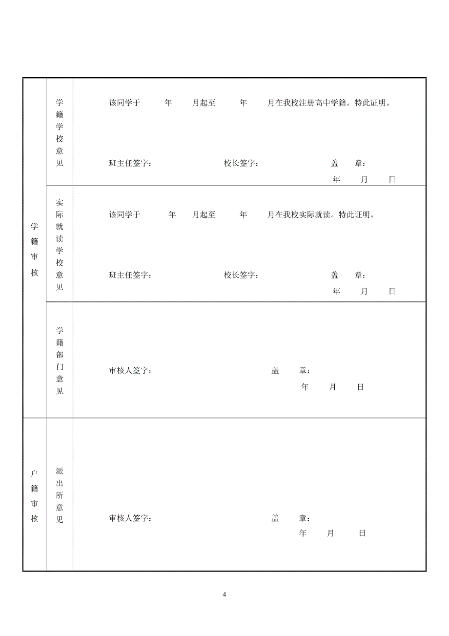 甘肃省普通高校招生考生报名登记表_第4页