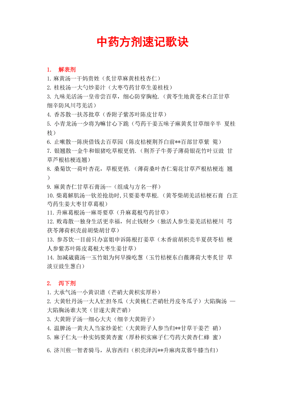 中药方剂速记歌诀_第1页