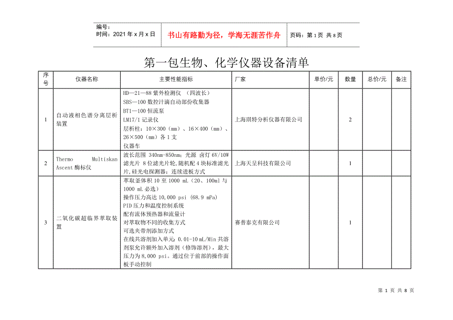 生物、化学仪器设备清单_第1页