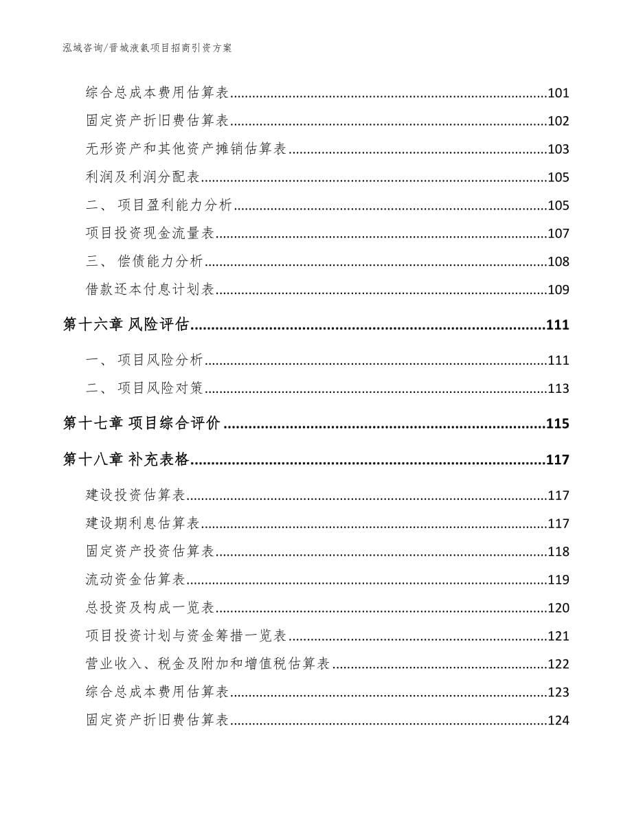 晋城液氨项目招商引资方案【参考模板】_第5页