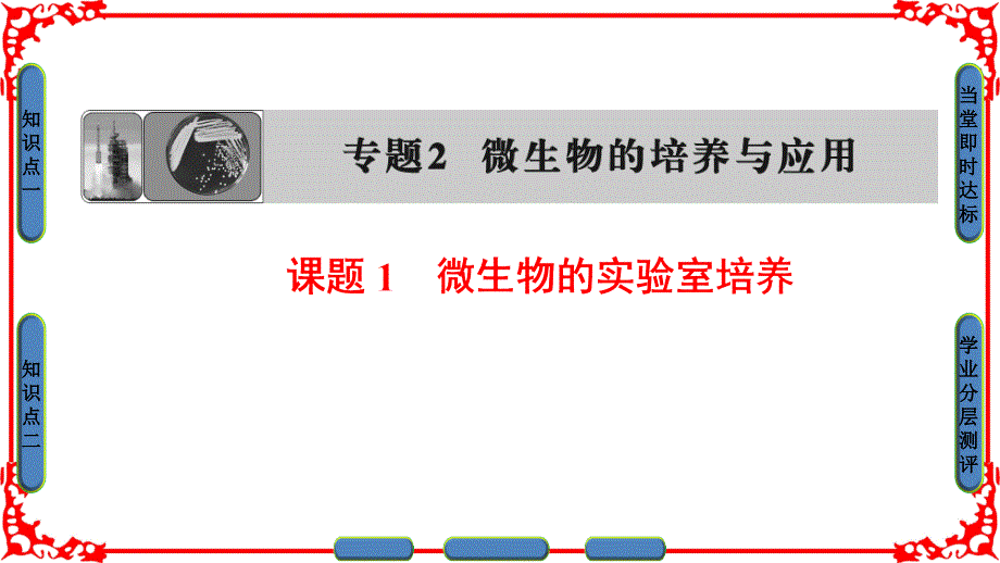 高中生物 专题2 微生物的培养与应用 课题1 微生物的实验室培养课件 新人教版选修1_第1页