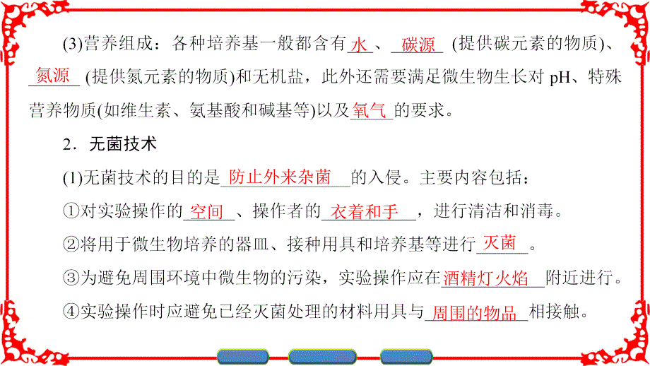 高中生物 专题2 微生物的培养与应用 课题1 微生物的实验室培养课件 新人教版选修1_第4页