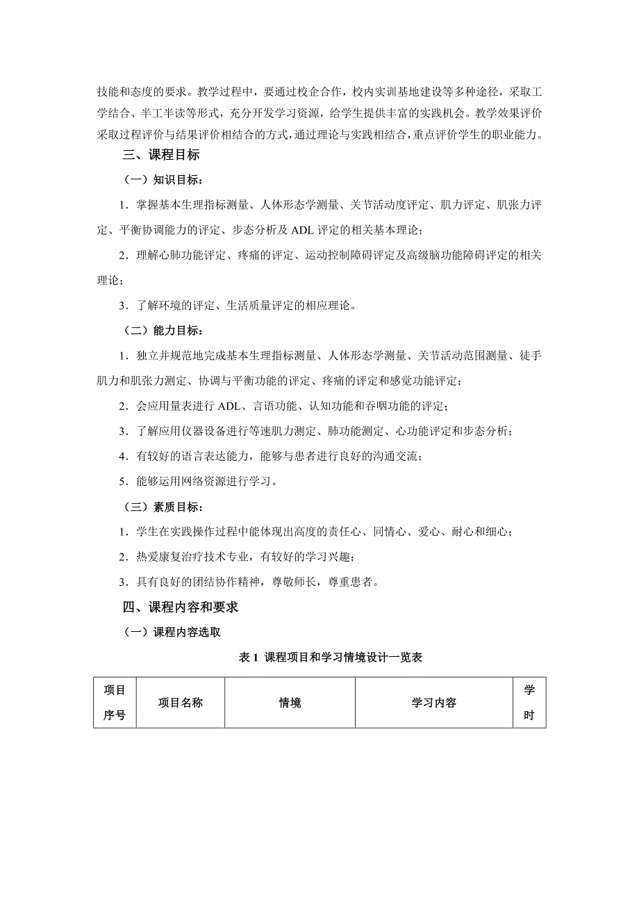 康复评定技术课程标准_第2页