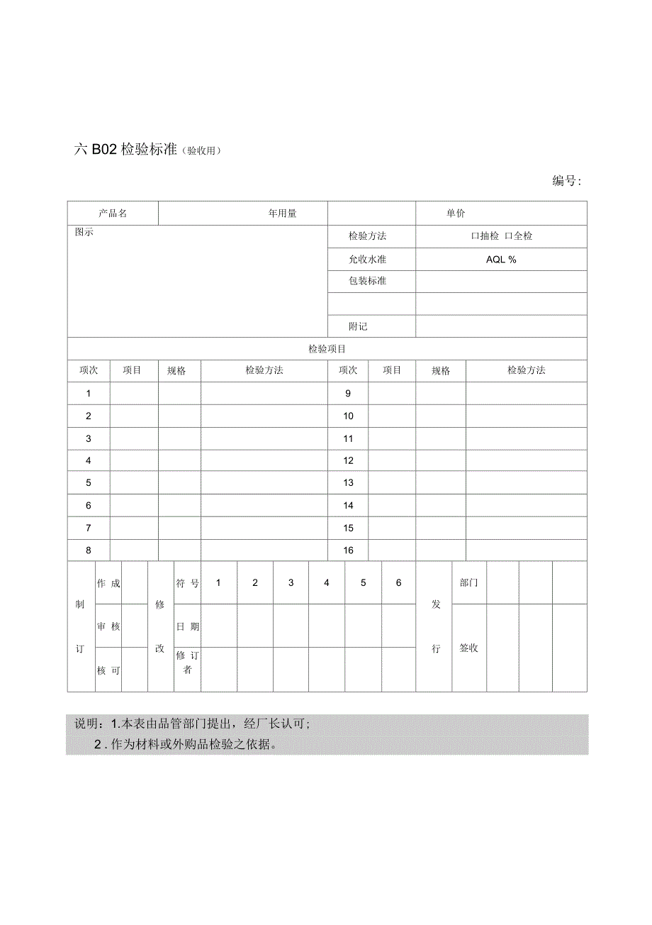企业管理表格品质管理B纵表格进料检验说明书_第2页