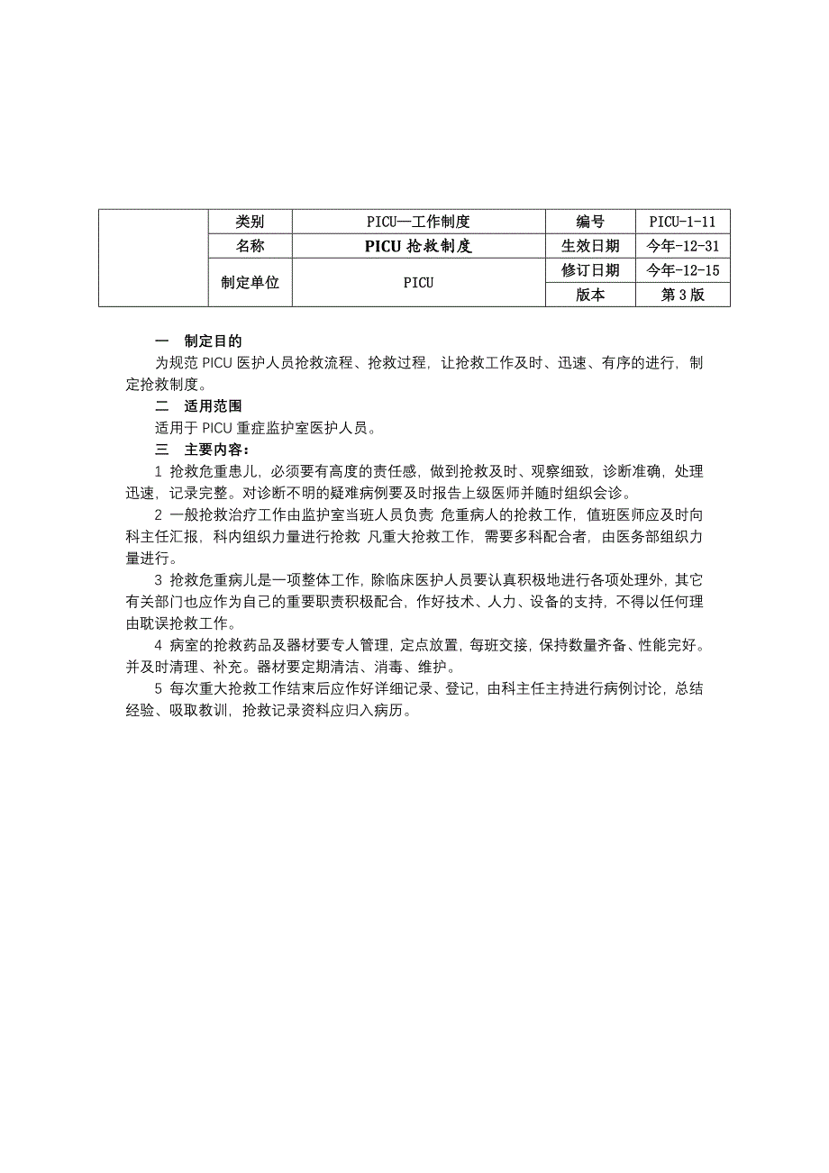 儿童重症医学科PICU工作制度三甲资料修订版管理制度抢救制度探视制度.docx_第2页