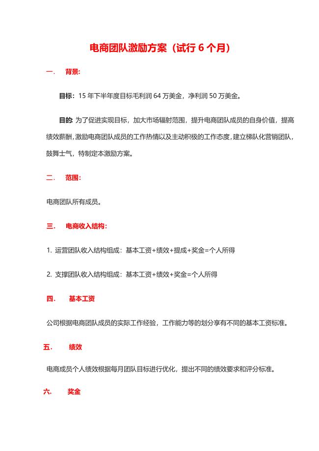 电商团队激励分配方案细则3.0.docx