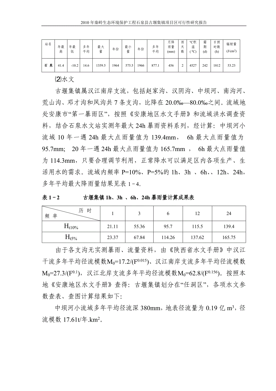 秦岭生态环境保护工程石泉县古堰集镇项目可研建议书区.doc_第4页