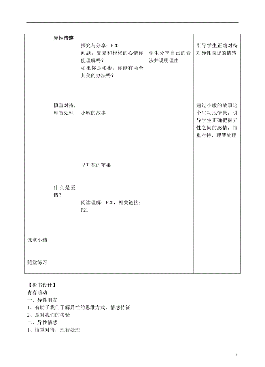 七年级道德与法治下册 第一单元 青春时光 第二课 青春的心弦 第2框 青春萌动教学设计[新人教版]_第3页