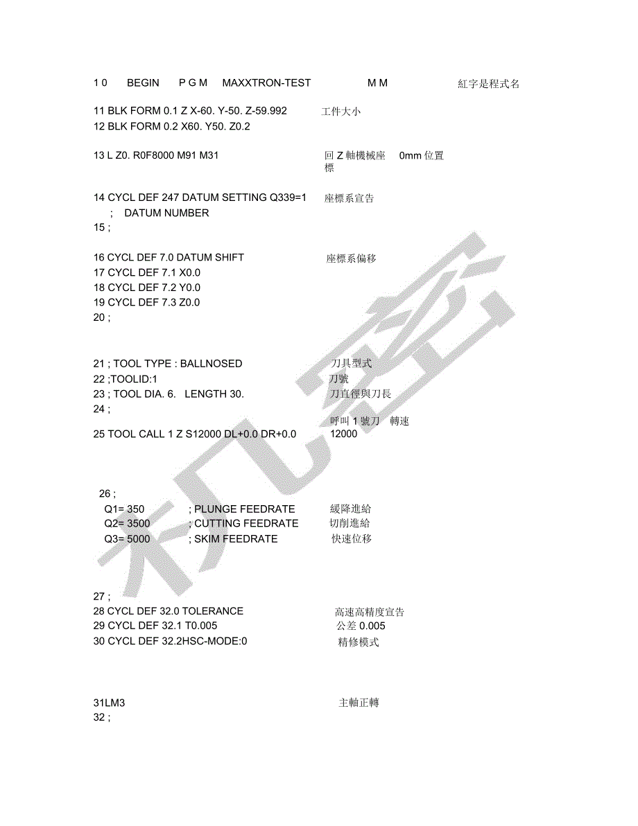 CNC加工中心海德汉系统程式编程格式说明_第1页