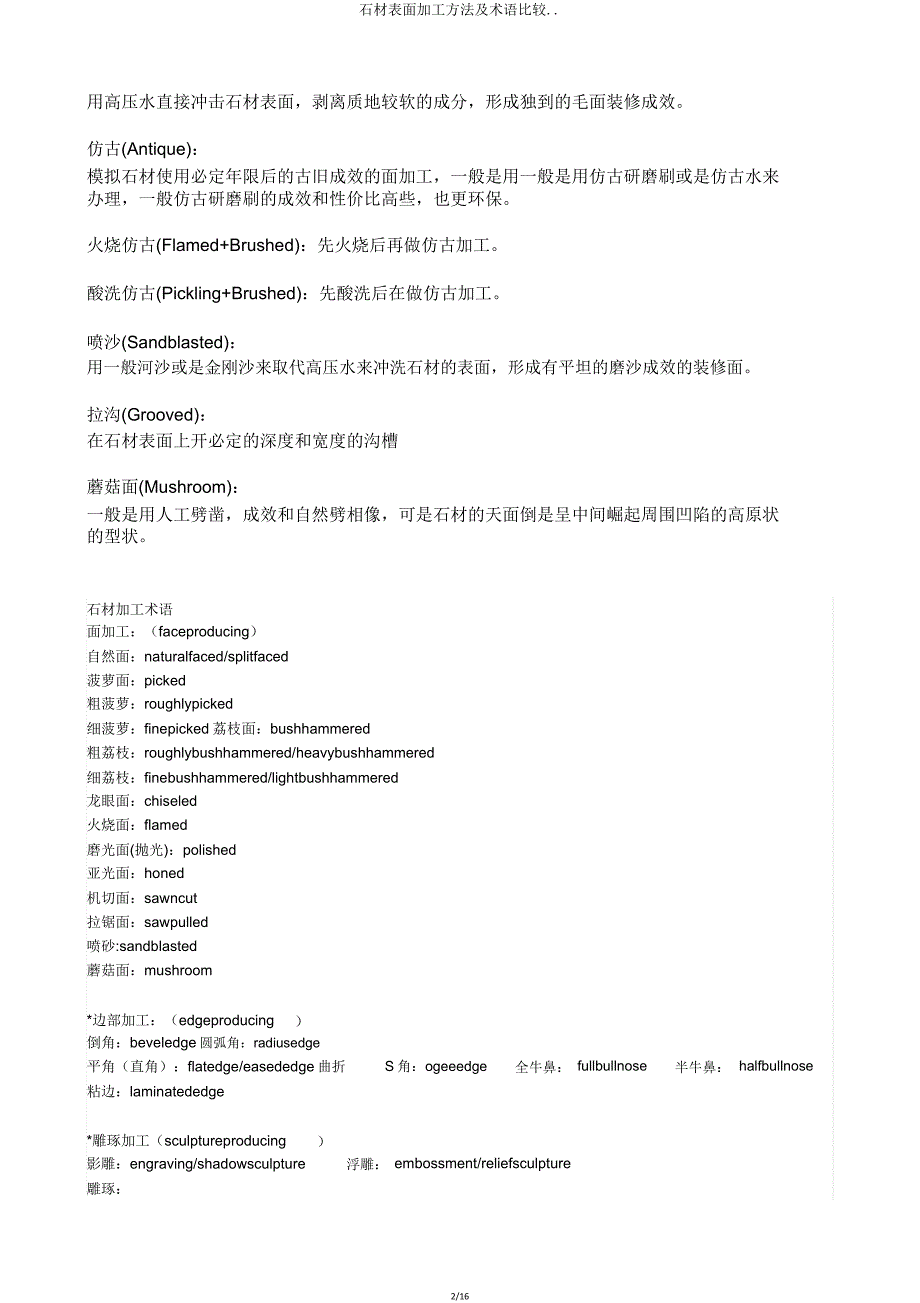 石材表面加工方法及术语对照...doc_第2页