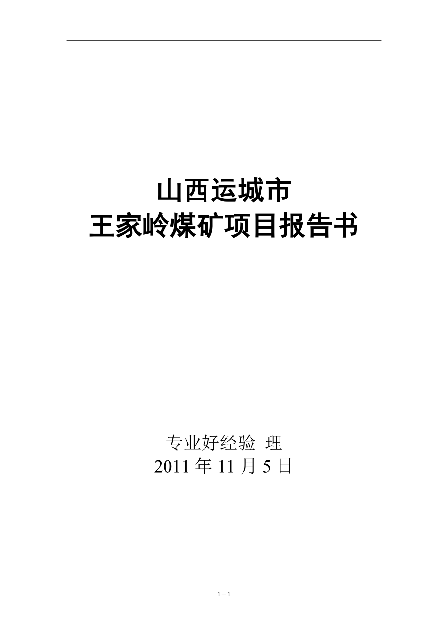 王家岭煤矿项目报告书_第1页