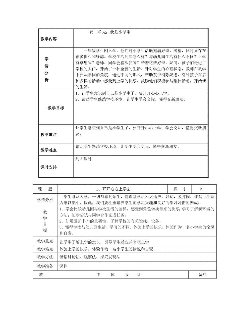 2022秋一年级道德与法治上册教学计划新人教版_第5页