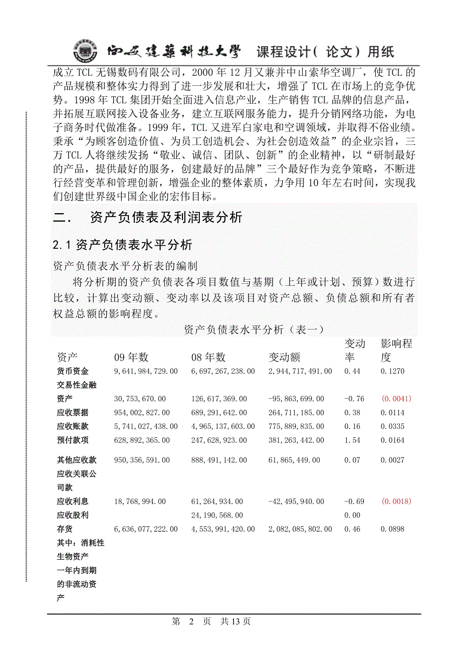 TCL财务分析课设_第2页