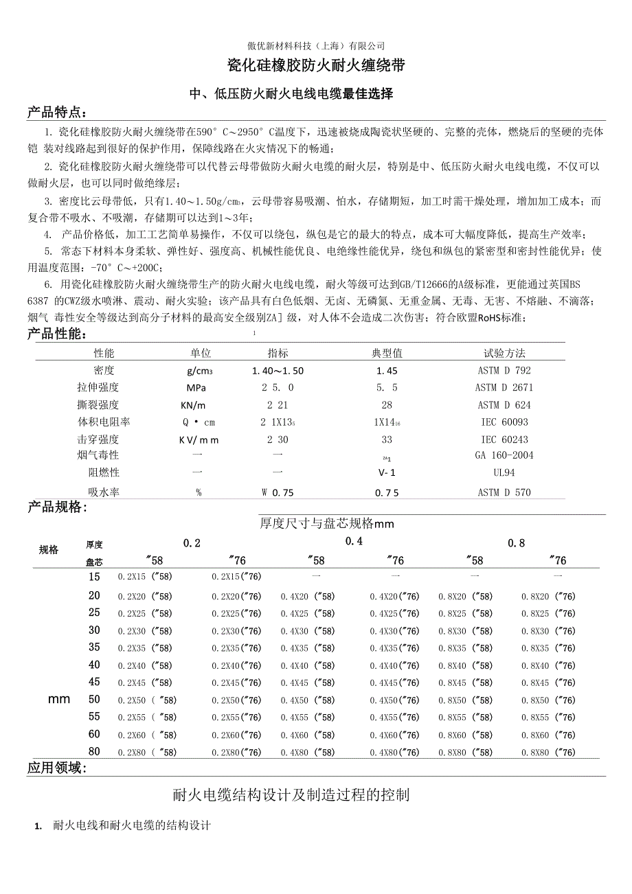 陶瓷化防火耐火硅橡胶复合带_第1页