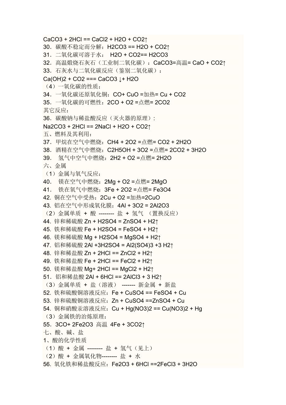 初中化学方程式大全_第2页