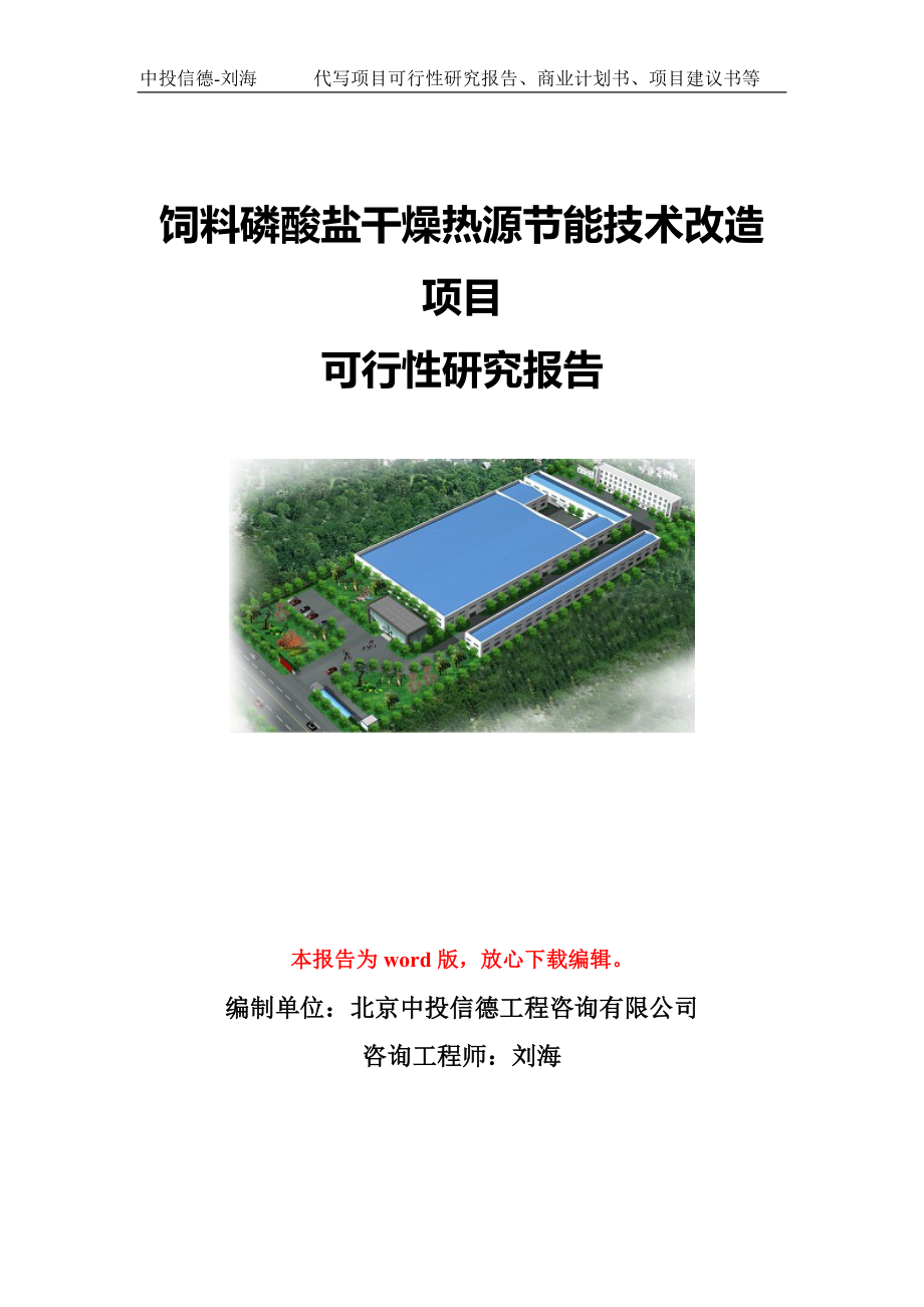 饲料磷酸盐干燥热源节能技术改造项目可行性研究报告模板-代写定制_第1页