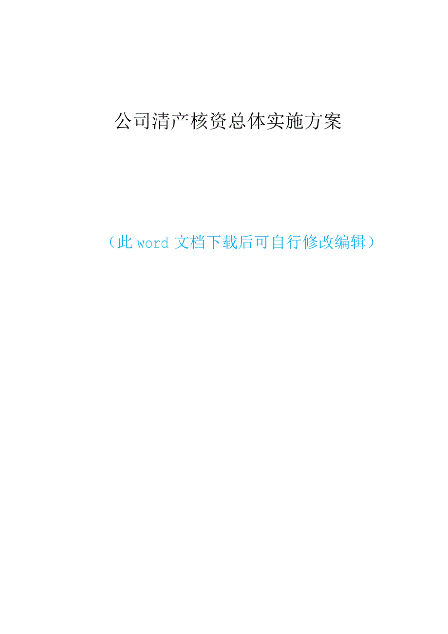 公司清产核资总体实施方案.docx_第1页