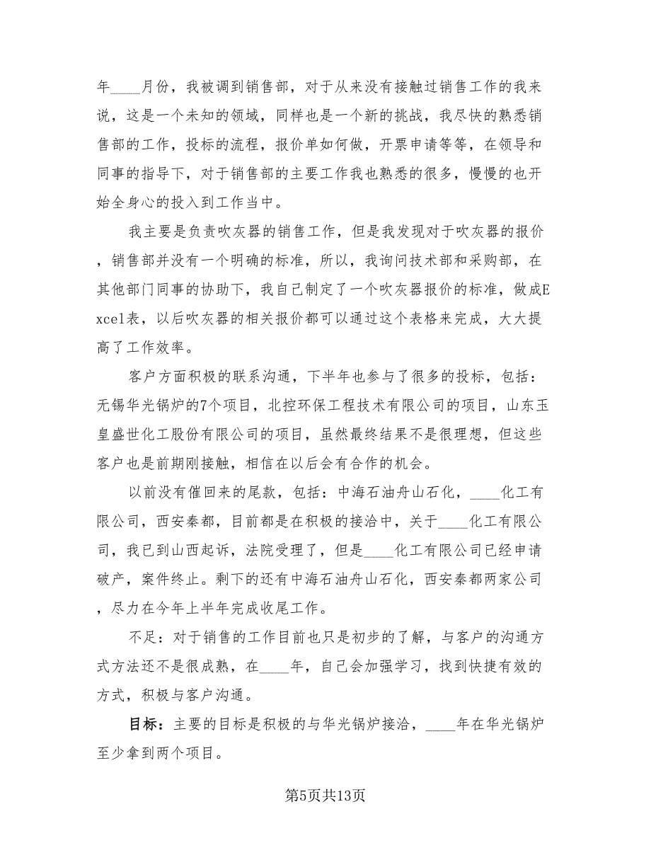 销售员个人工作总结标准样本（4篇）.doc_第5页