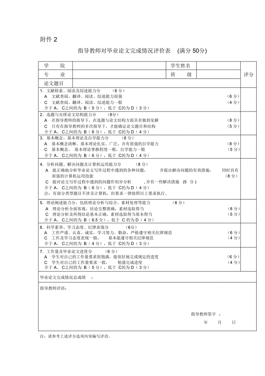 指导教师对毕业论文完成情况评价表_第1页