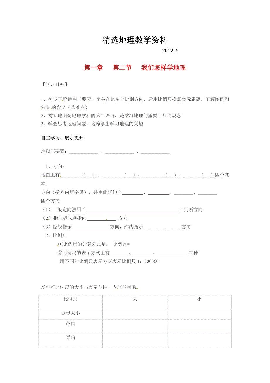 【精选】湖南省耒阳市七年级地理上册1.2我们怎样学地理学案1新版湘教版6_第1页