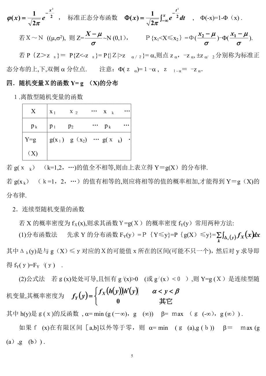 概率论与数理统计复习笔记_第5页