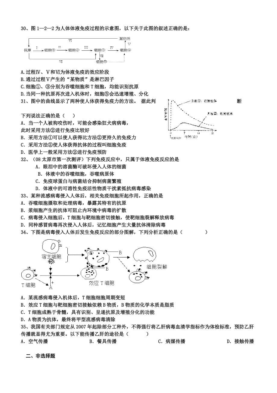 免疫调节同步练习题_第5页