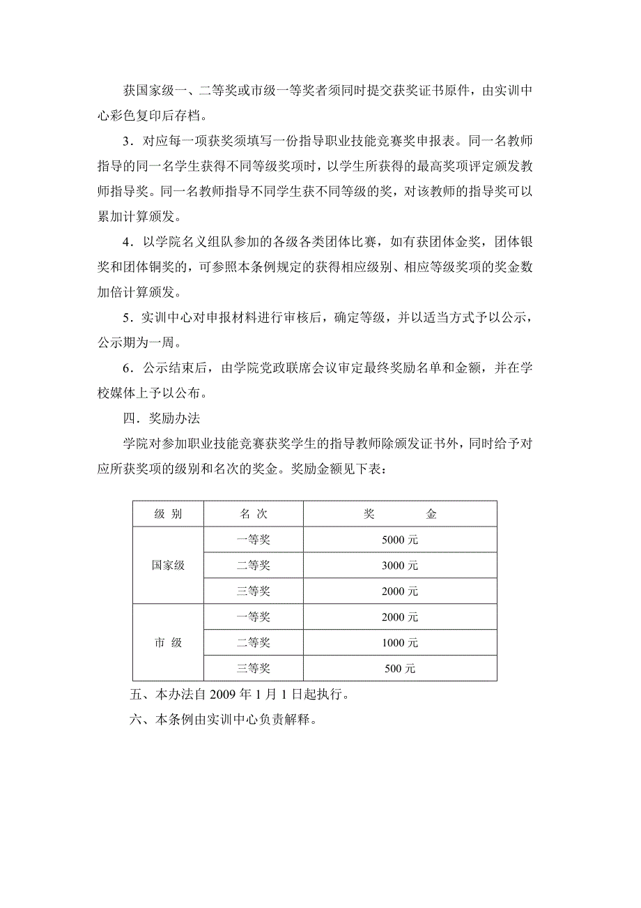 职业技能竞赛奖励条例doc - 上海工商外国语职业学院_第2页