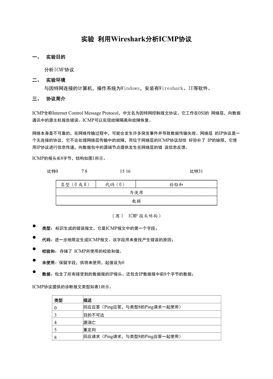 实验：利用Wireshark分析ICMP协议_第1页