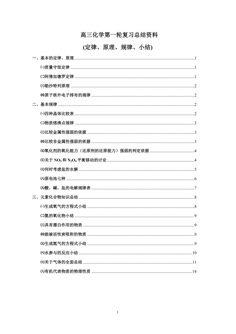 高三化学第一轮复习总结资料1_第1页