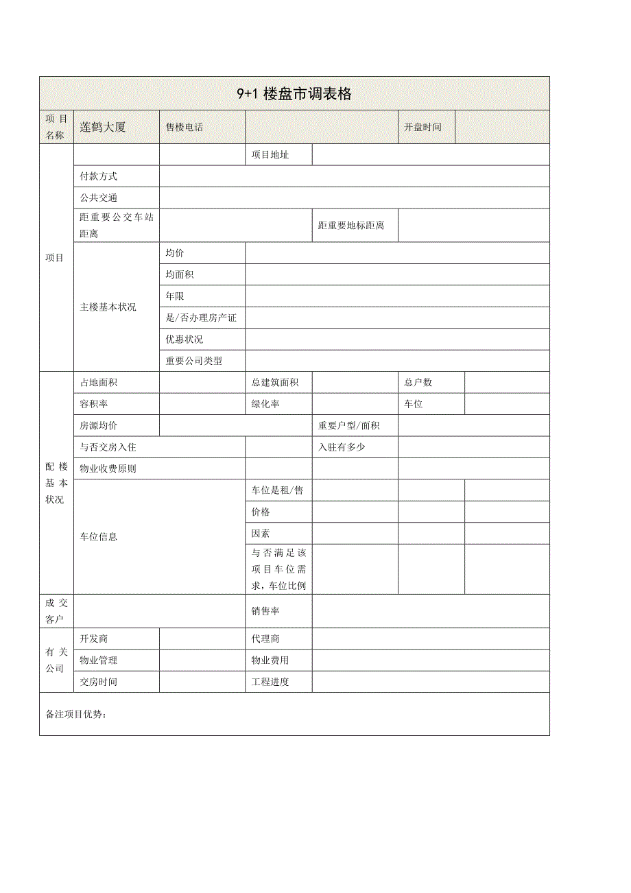 房地产市调表格_第1页