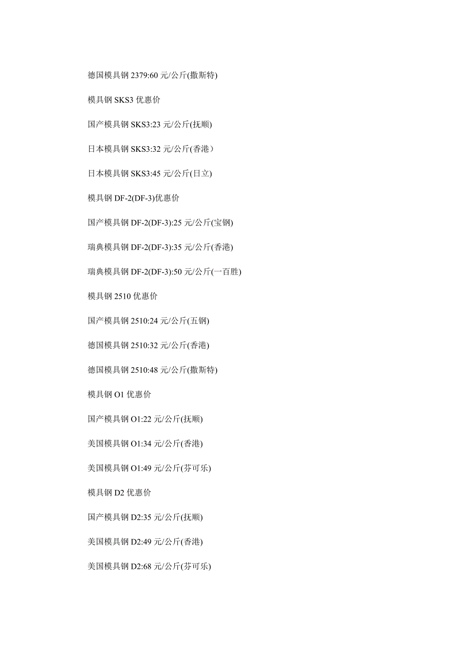 国产与进口模具钢材价格比较_第4页