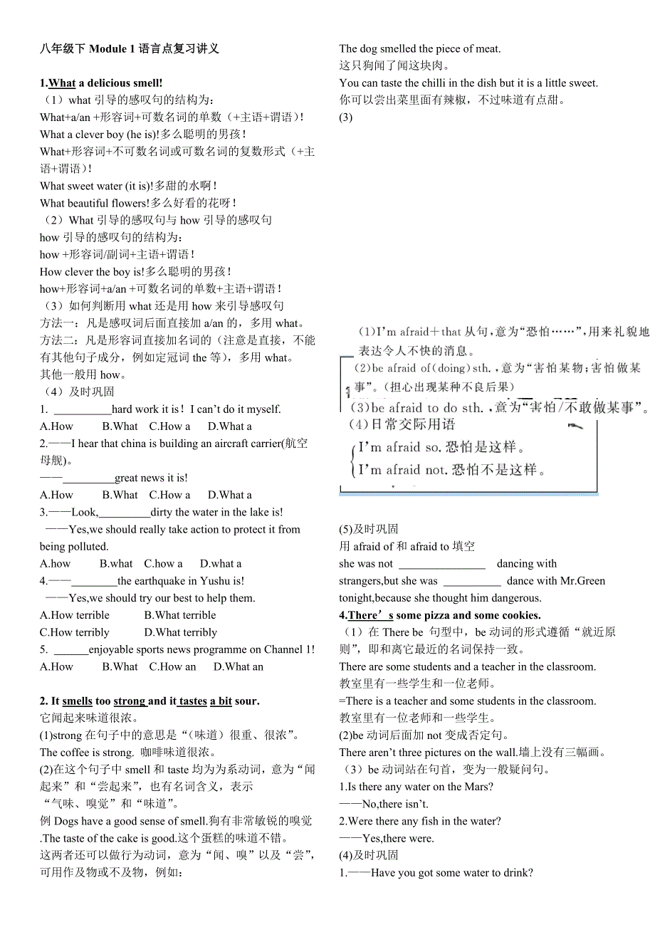 八年级下Module1语言点复习讲义_第1页