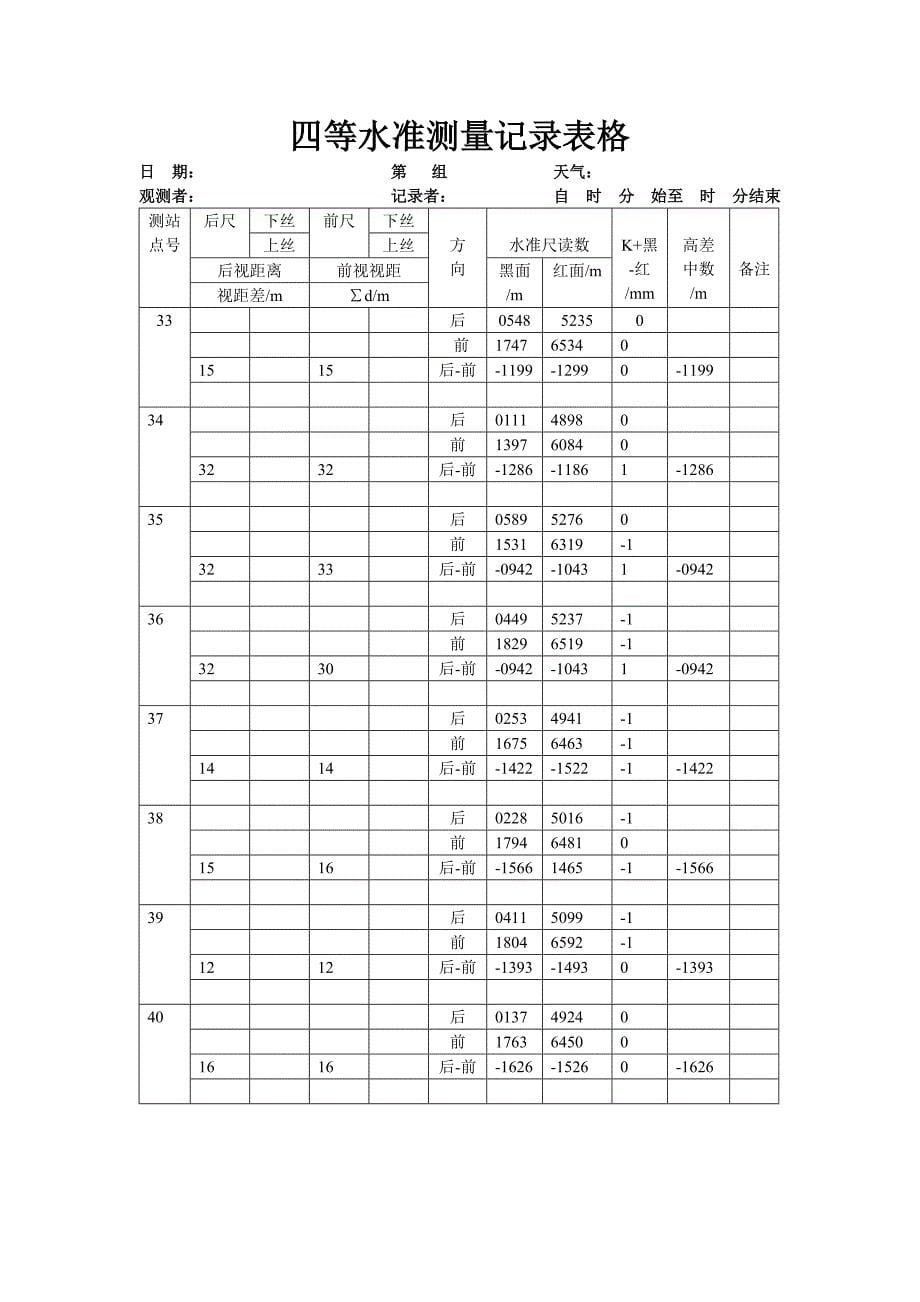 四等水准测量记录表格_第5页