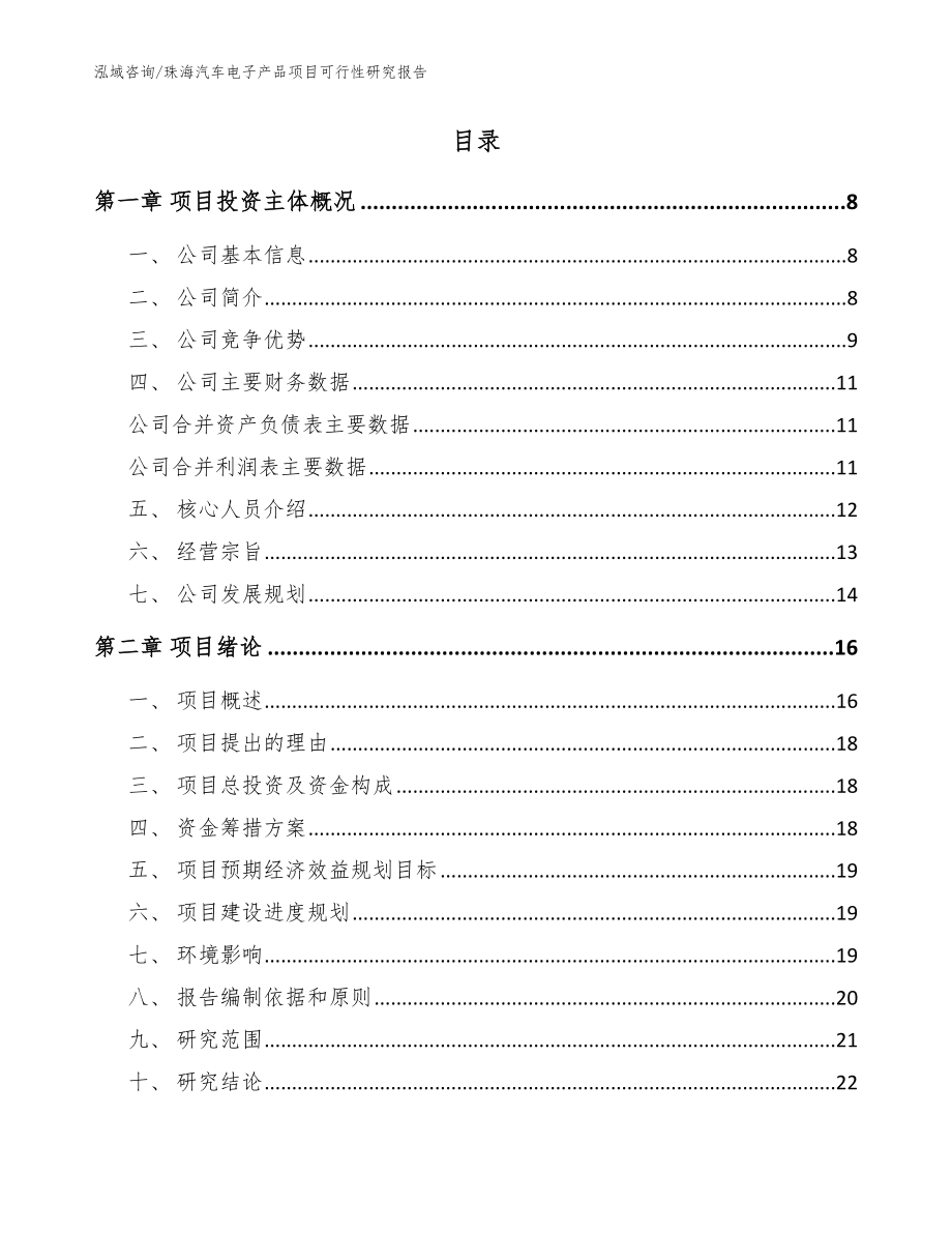 珠海汽车电子产品项目可行性研究报告（模板）_第2页