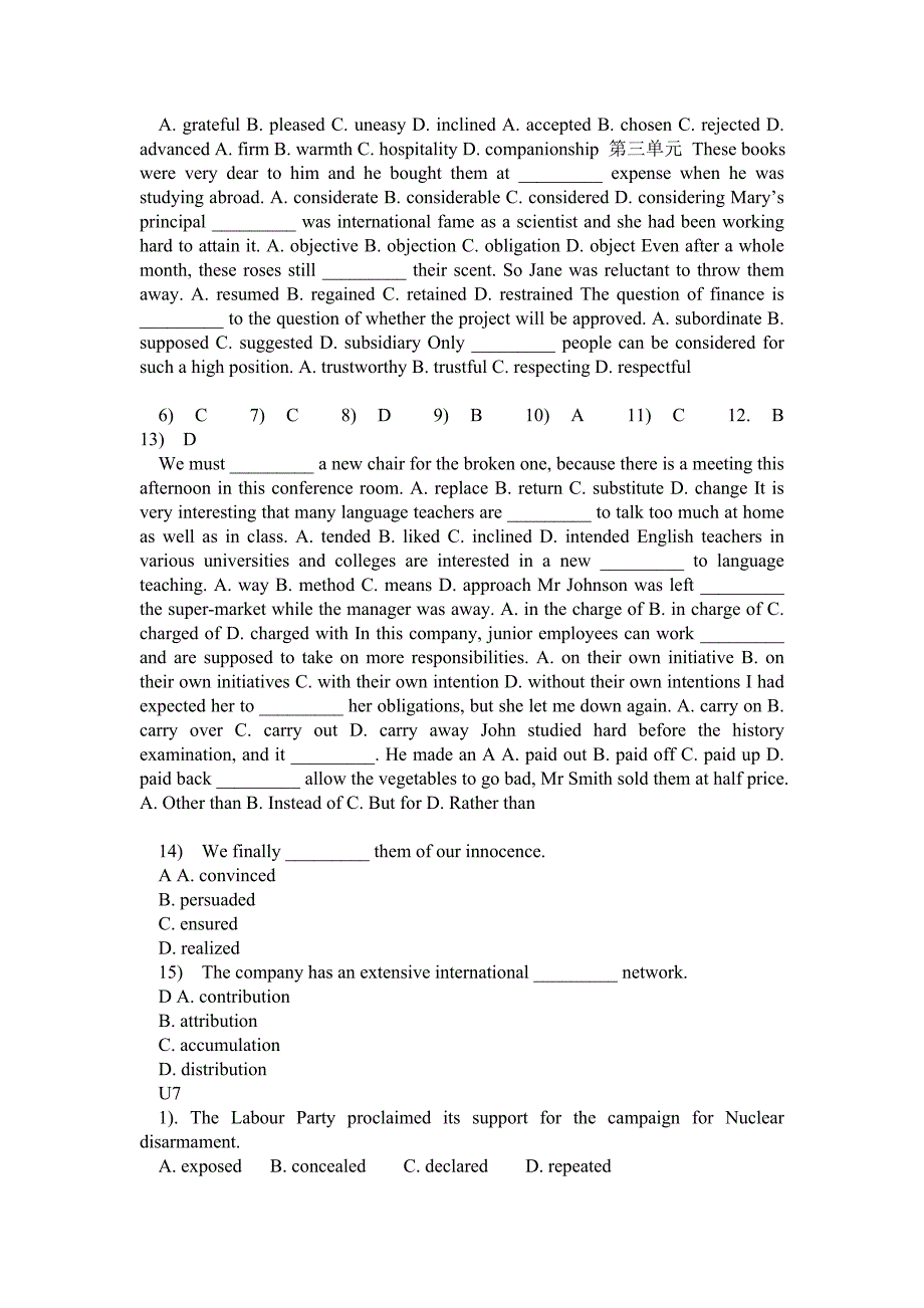 新编大学英语5光盘QUIZ选择题题目及答案_0_第3页