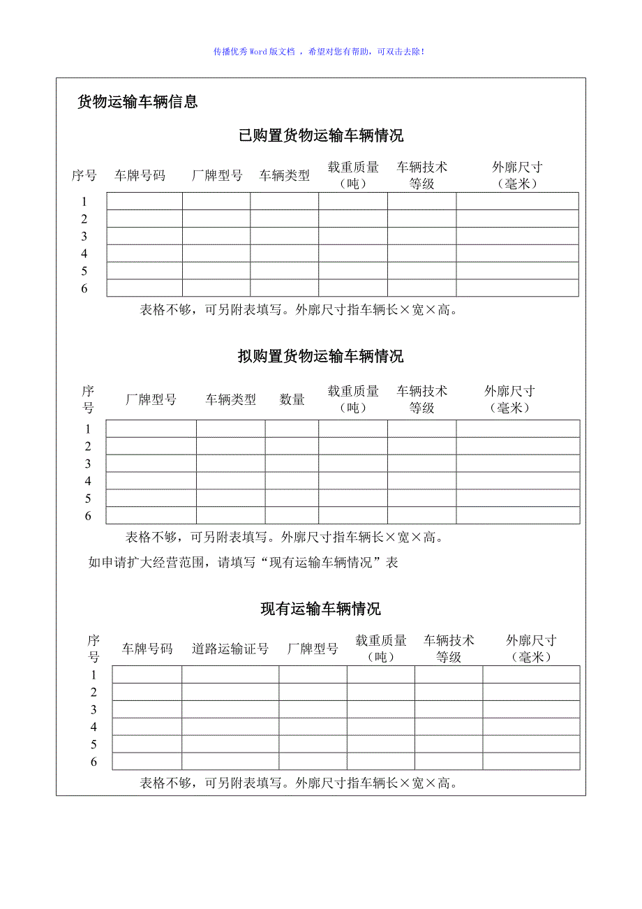 道路货物运输经营申请表Word版_第2页