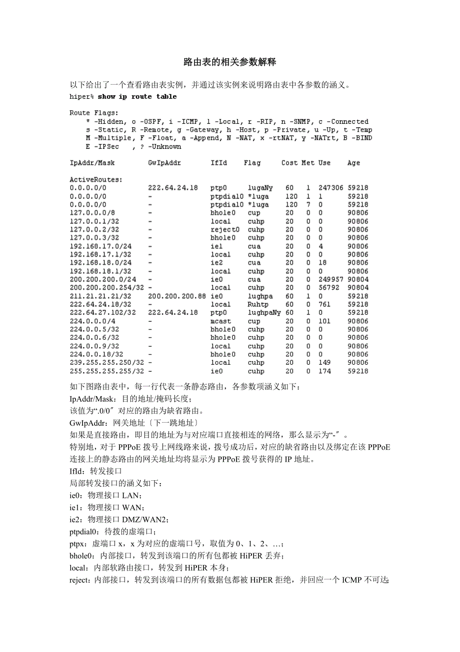 计算机路由表的相关参数解释_第1页