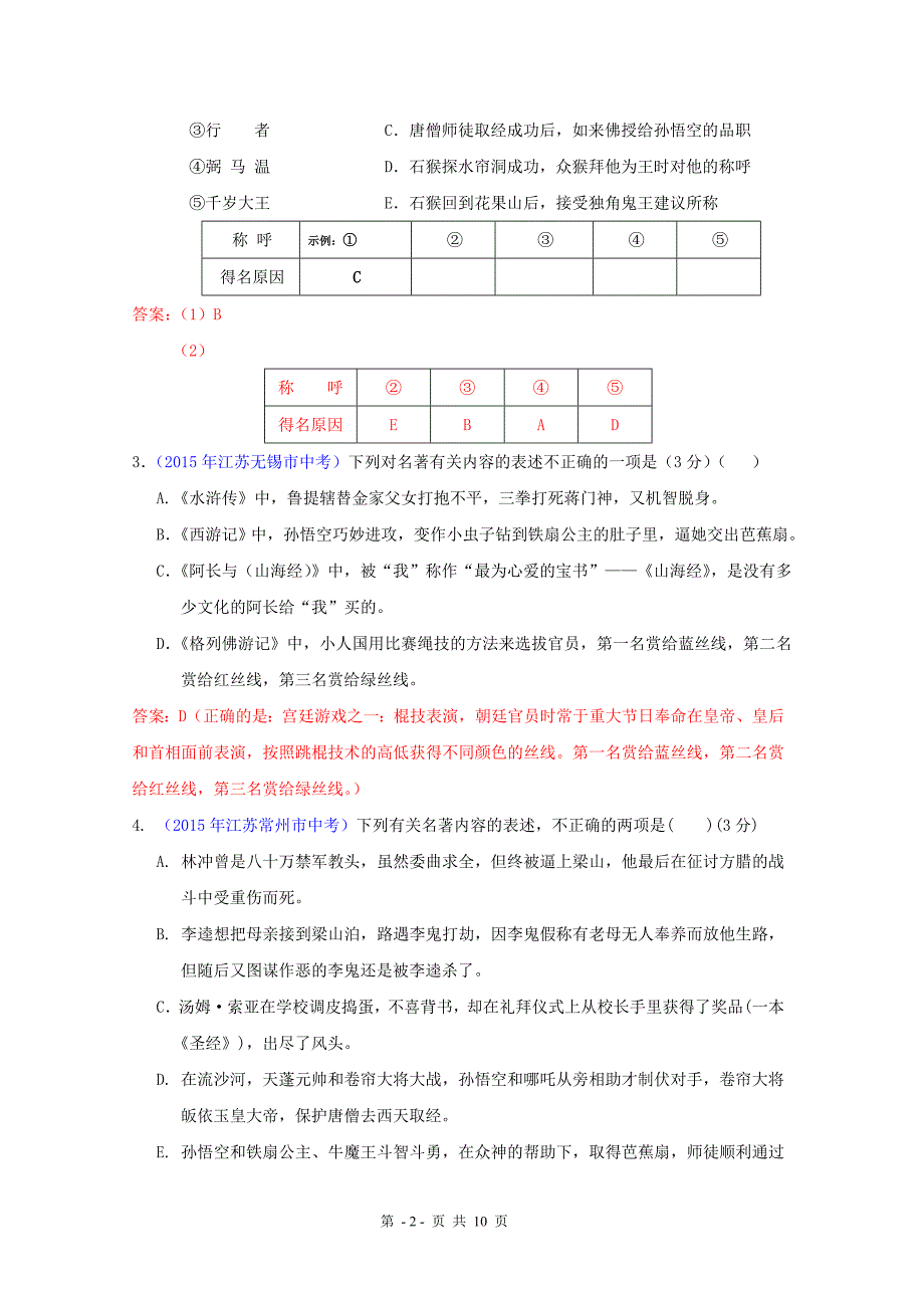 江苏省十三市中考语文名著分类汇编.doc_第2页