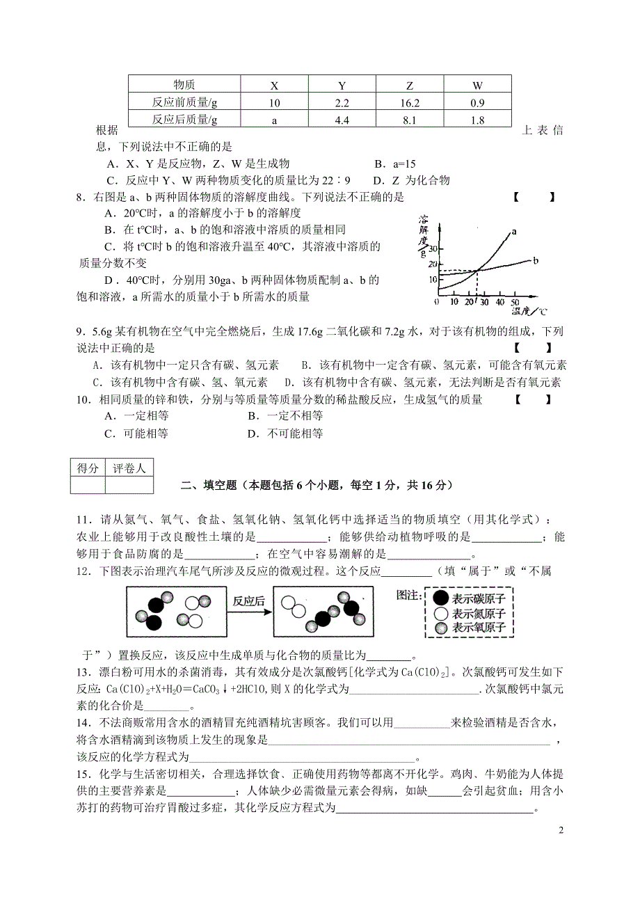 2013年中考化学模拟试题（二）及答案.doc_第2页